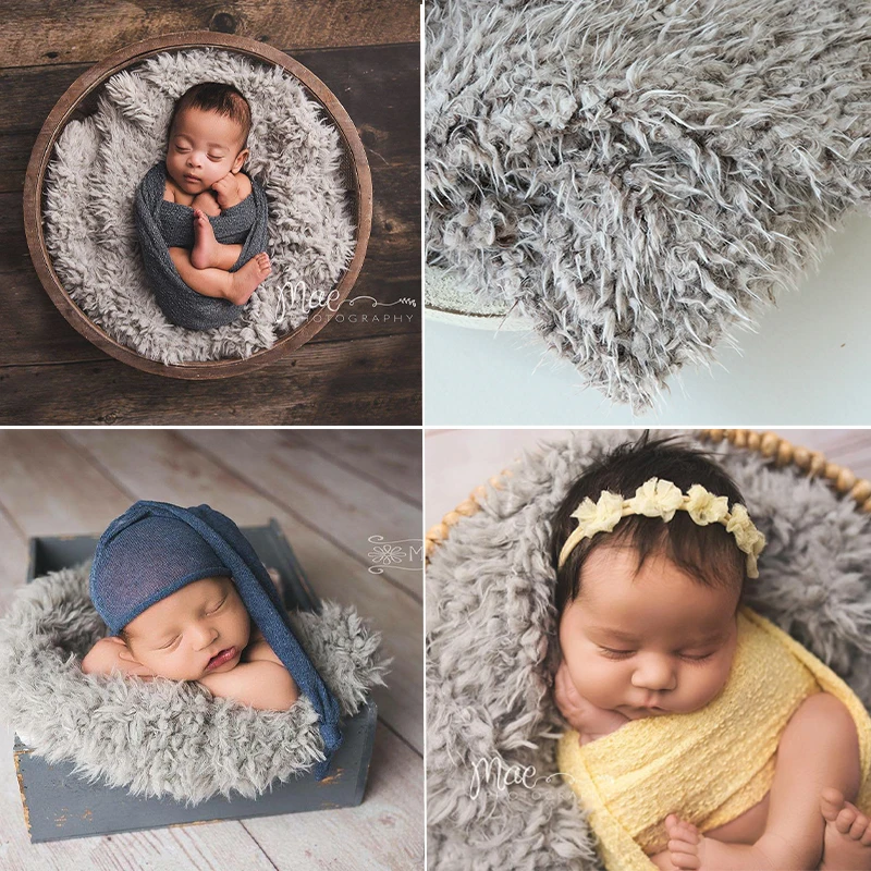 

Soft Fur Fabric Newborn Photography Props Nest Blanket Baby Posing Shoot Photo Prop Accessories Basket Stuffer Background Layer