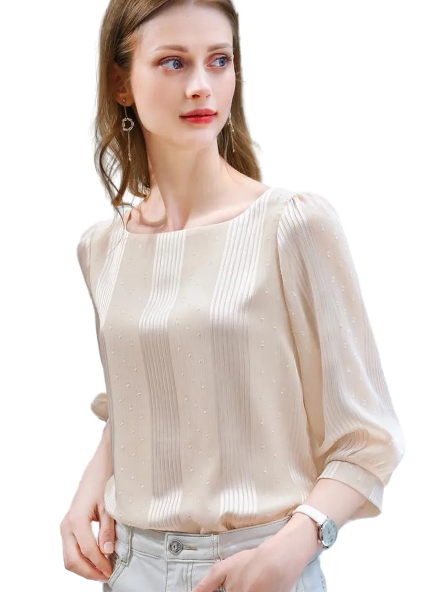 

Блузка женская с полурукавом и круглым вырезом, модная повседневная Однотонная рубашка с воротником, TT2507, весна-лето