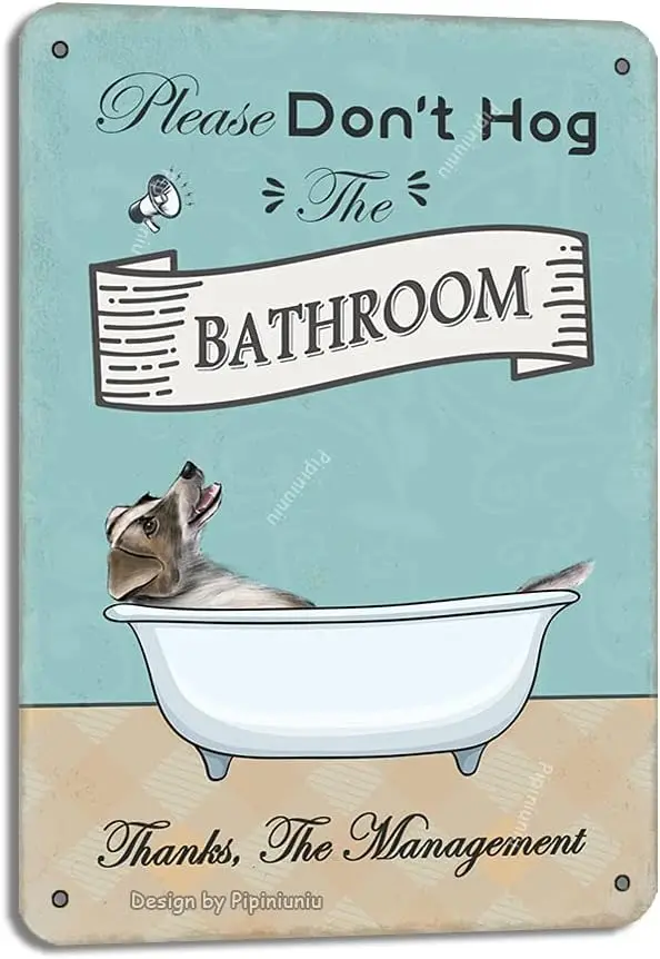 Pipiniuniu Don't Hog The Bathroom Jack Russell Terrier 8X12 дюймов винтажный металлический декоративный