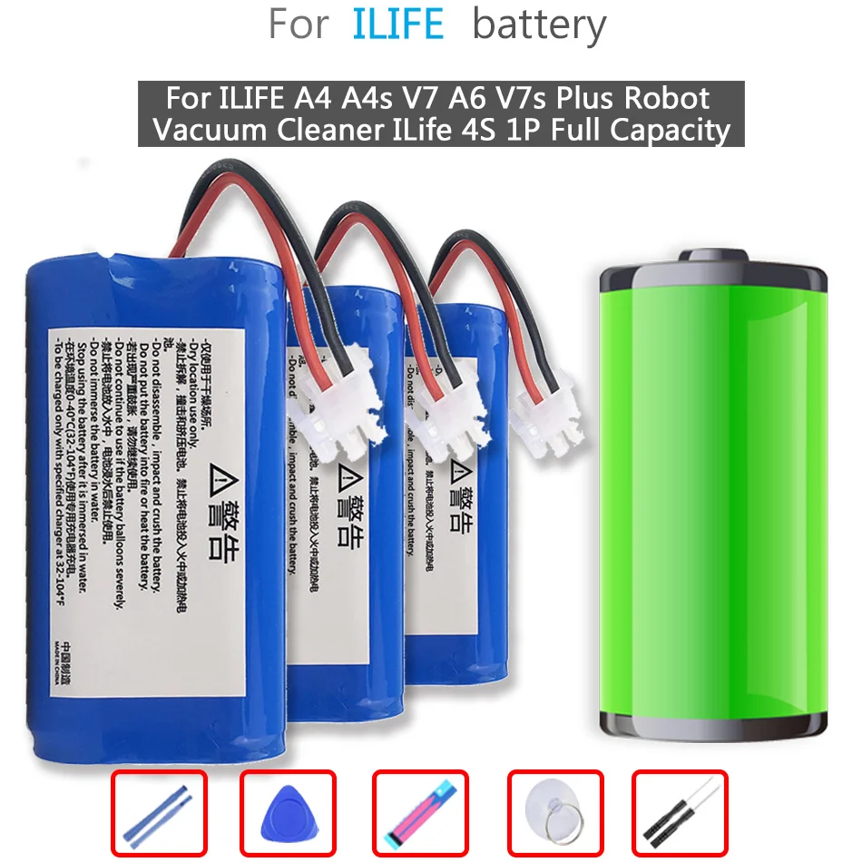 

A4 2800mAh Battery For ILIFE A4 A4s V7 A6 V7s Plus V7sPlus Robot Vacuum Cleaner ILife 4S 1P Full Capacity