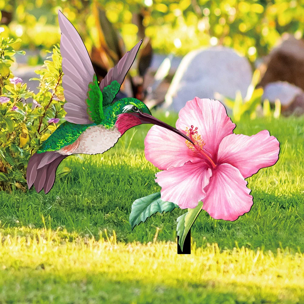 

Hummingbird and Flower Stake Hummingbird Flower Garden Yard Stake Garden Decor