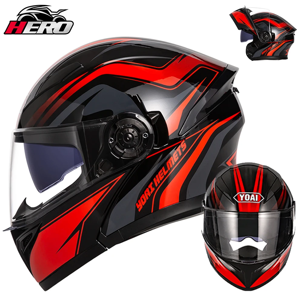 Motorcycle Helmet Modular Flip Men Waterproof Motocross Helmet Riding Racing Helmet Double Lens Anti Fog Visor Crash Casco