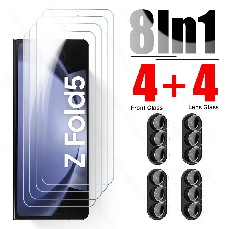

8In1 Tempered Glass Case For Samsung Galaxy Z Fold5 5G Camera Protective Glass Sumsung Fold 5 ZFold5 5G Screen Protector Cover