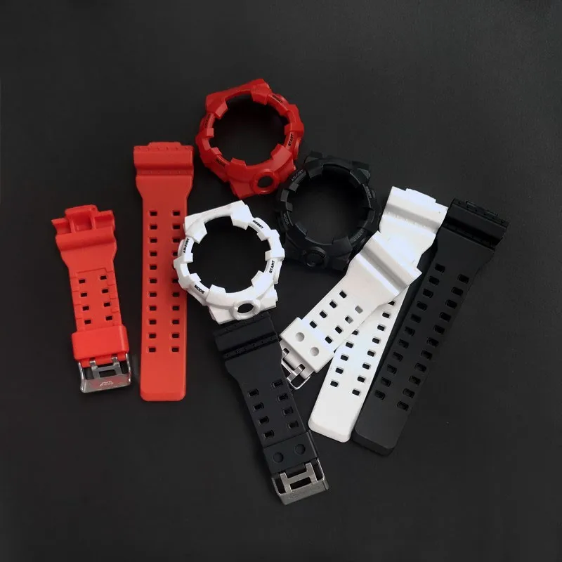 Soft Resin Watch Strap Bezel for GA700 GA-700SK GA710 GA735 Watchband Case Men Watch Band Case Rubber Bracelet