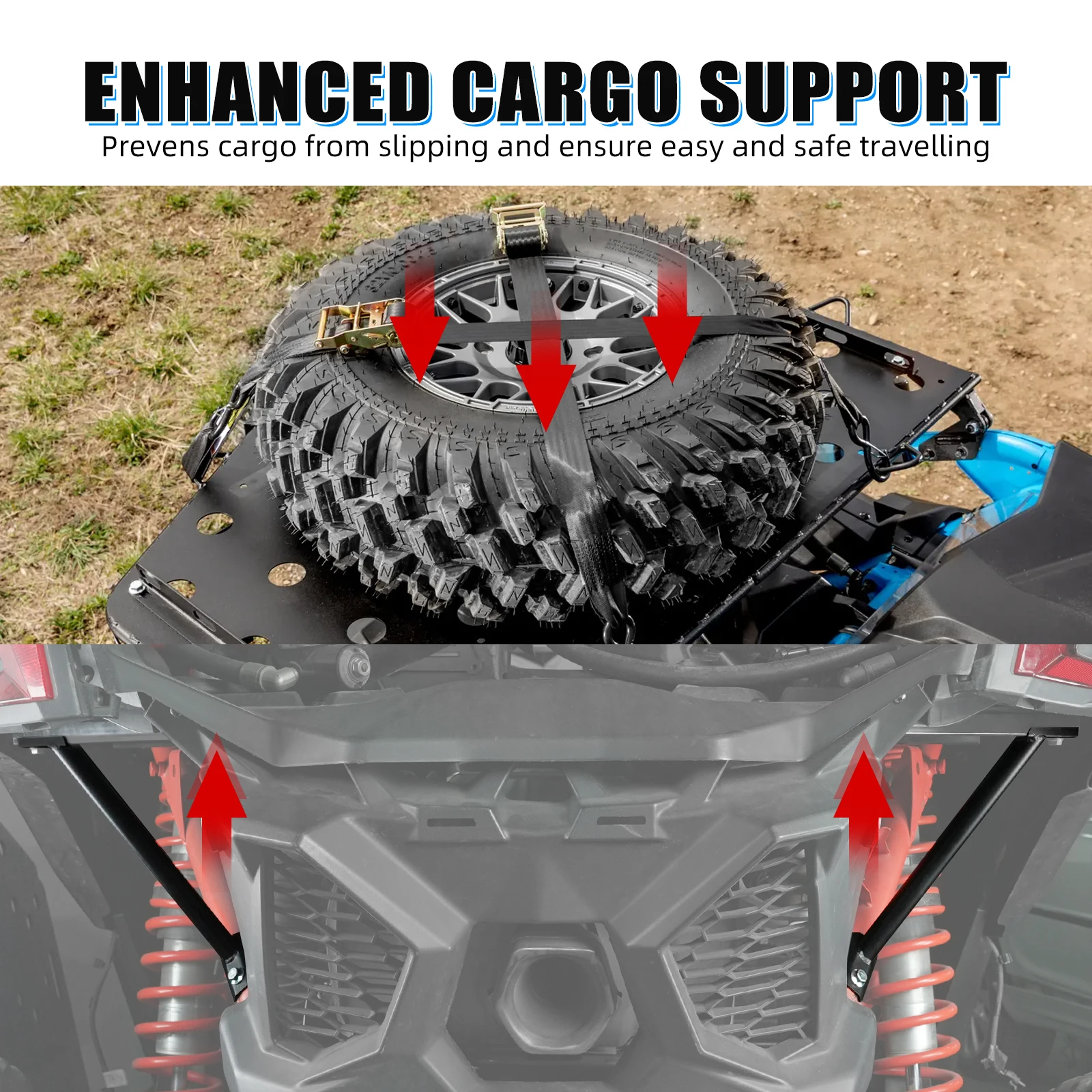 Фото NICECNC для Canam Maverick X3 Q235, стальной комплект поддержки задней багажника для Can Am Maverick X3 R RR MAX RR 2017-2023 705012589 №2