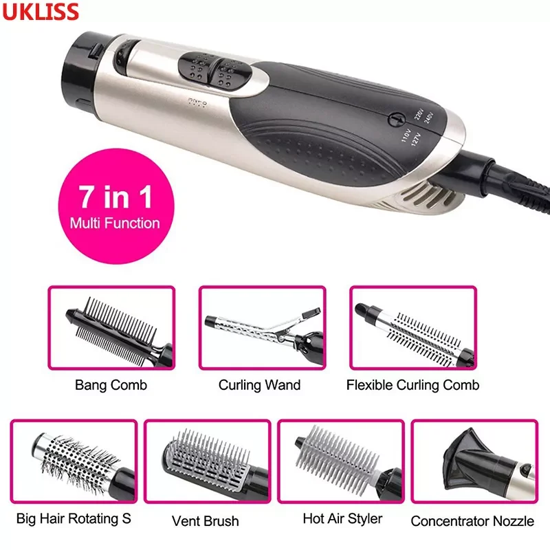 

NEW2023 Professional 7-in-1 Multifunction Hair Dryer Hair Dryer Machine Hairdryer Magic Hair Curler Styling Tool Hairdryer 2021