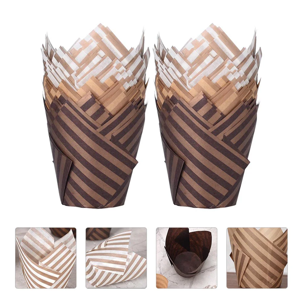 

Muffin Baking Cupcake Paper Liner Tins Cup Wrapper Kraft Mold Treat Resistant Holders Wrappers Grease Tulip Cups Diy