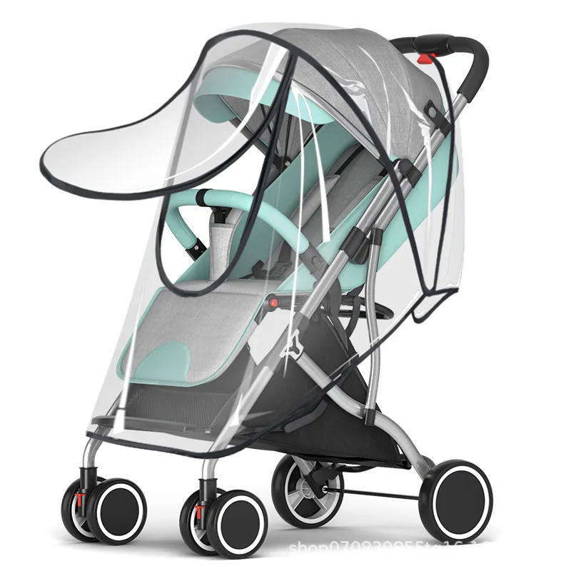 ZK50 Universal Stroller Rain Cover Baby Car Weather Wind Sun Shield Transparent Breathable Trolley Umbrella Raincoat Accessories