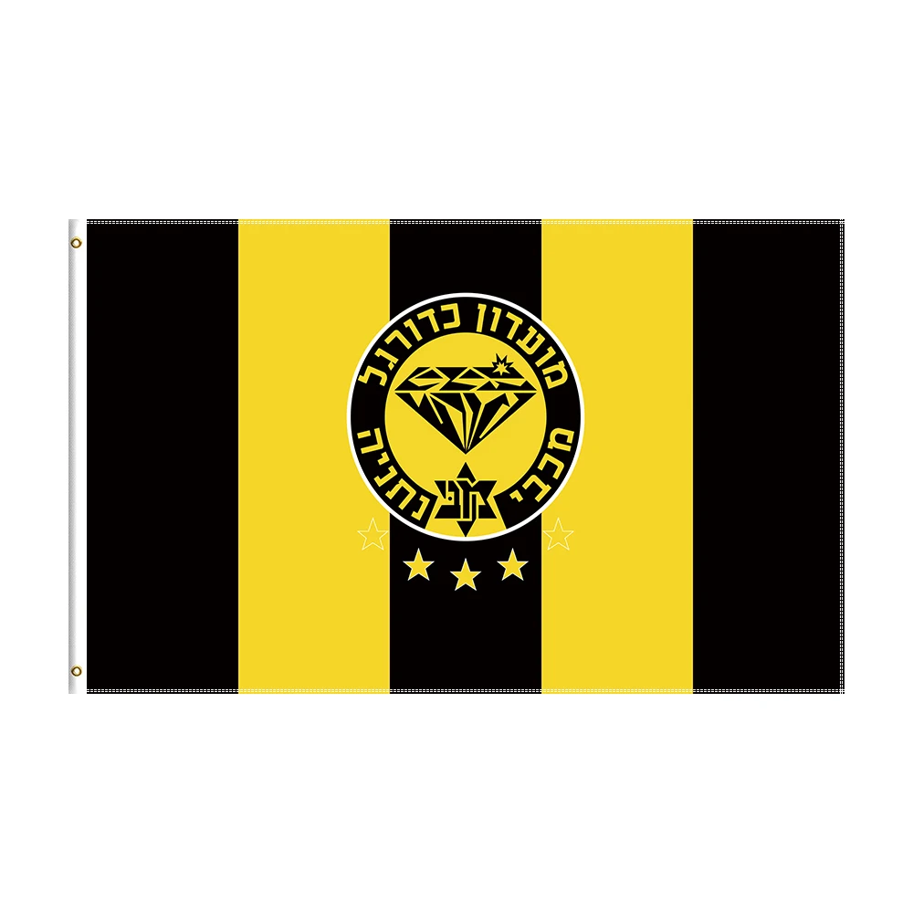 

3x5 Ft Football Club Maccabi Netanya Flag Polyester Printed Israel Football Team Banner For Decor