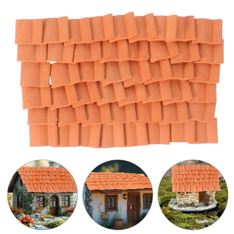 

Миниатюрные глиняные черепицы для кукольного домика 50 шт.