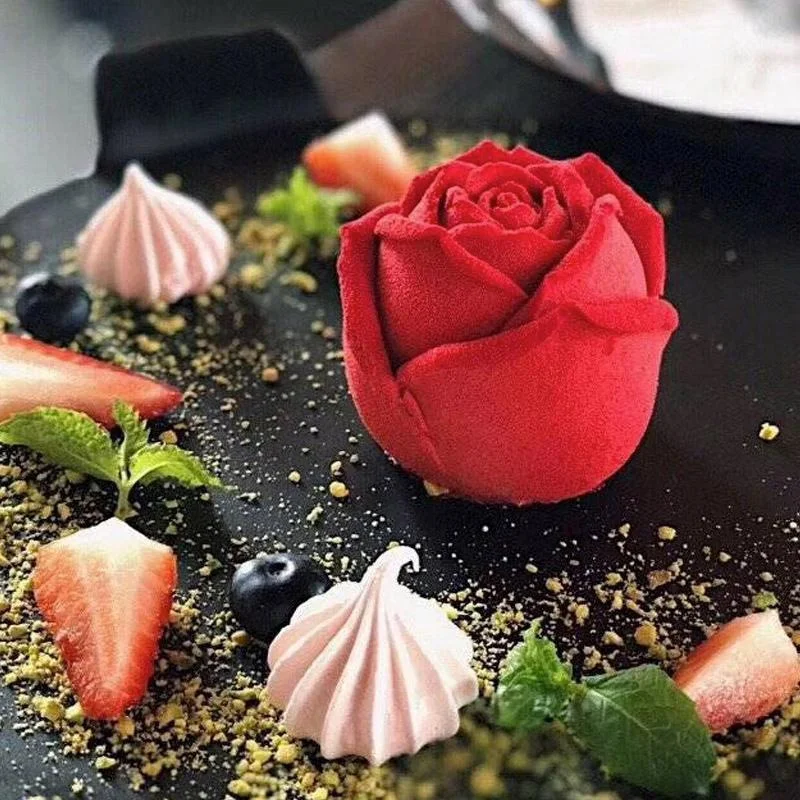 

3D Silicone Rose Shape Ice Cube Mold Diy Ice Maker Tray Multi Purpose Silicone Pudding Ice Cream Mold Whiskey Wine Kitchen Tool