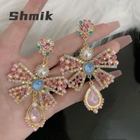 japan korea ins colorful pearl opal butterfly drop earrings heart crystal champagne earrings for women girl summer