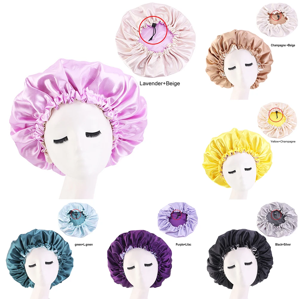 

New Reversible Satin Hair Cap For Sleeping Invisible Flat Imitation Silk Round Haircare Women Headwear Ceremony Adjusting Hat