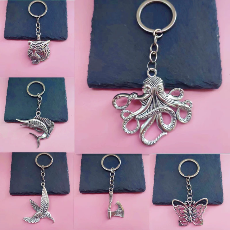

Octopus Swordfish Bird NordicTomahawk Car Key Chains, keyring,Silver Color, Women Jewelry Man Accessory Pendant Fashion