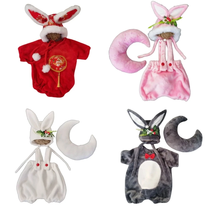 

Newborn Photography Costume Suit Romper Cute Back Belt Pants Suit for Infant Baby Girl Boy Hundred Day Taking Photos