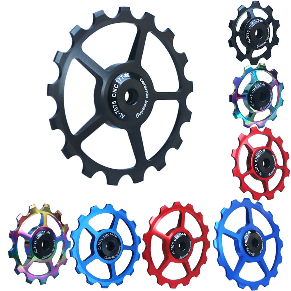 

Bicycle 10-17T Rear Pulling Guide Wheel Transmission Ceramic Bearing Guide Wheel Aluminum Alloy Bike Guide Wheel Cycling Parts