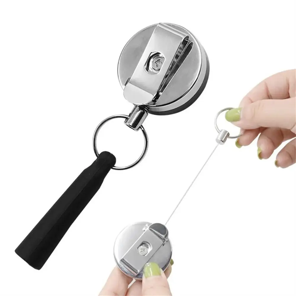 

Camping Heavy Duty Retractable Pen Pull Holder Reel Carpenter Pencils Anti Lost Rope Key Ring Chain Belt Clip