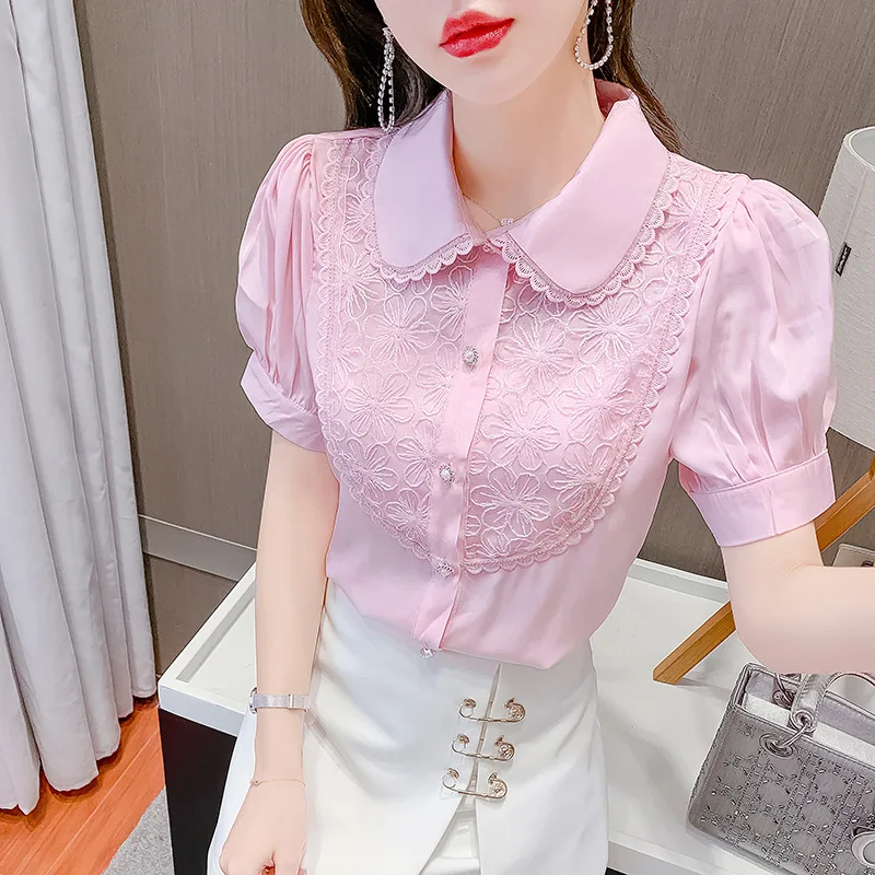 

Women Tops Long Sleeve Blouse Blusas Mujer De Moda Verano Elegantes Shirts Spring and Summer Lace Ruffles Korean Version
