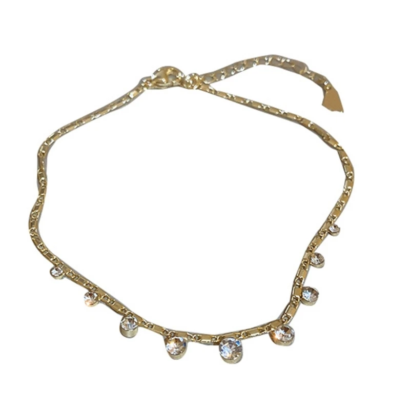 

Fashion Anklet Bracelet Beach Ankle Bracelet with Zircon Beads Adjustable Foot Chain Jewelry Gift for Women Girl Holiday