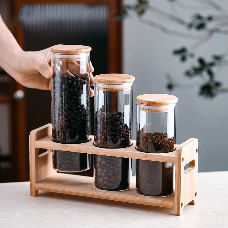 

Coffee Storage Storage Tank Glass Sealed Tank Round Tea Cube Sugar Tank Moisture-proof Grain Storage Tank Kitchen Storage Tool