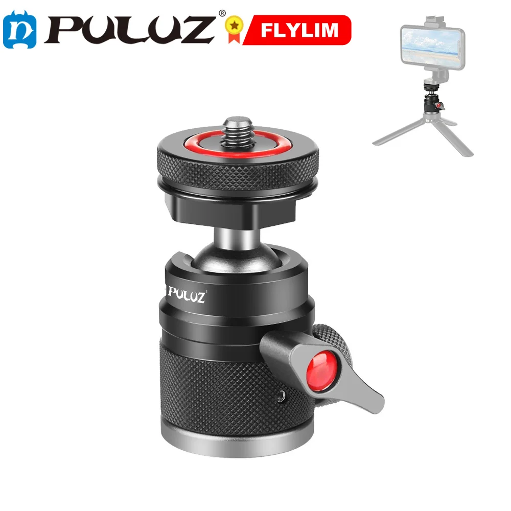 

PULUZ Aluminum Alloy Ball Tripod Mount with Cold Shoe Base Mini PTZ for SLR/ Digital/ Sports Cameras phones Flashes