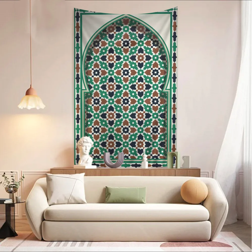 Morocco Door Arabic Cartoon Tapestry Hippie Flower Wall Carpets Dorm Decor Art Home