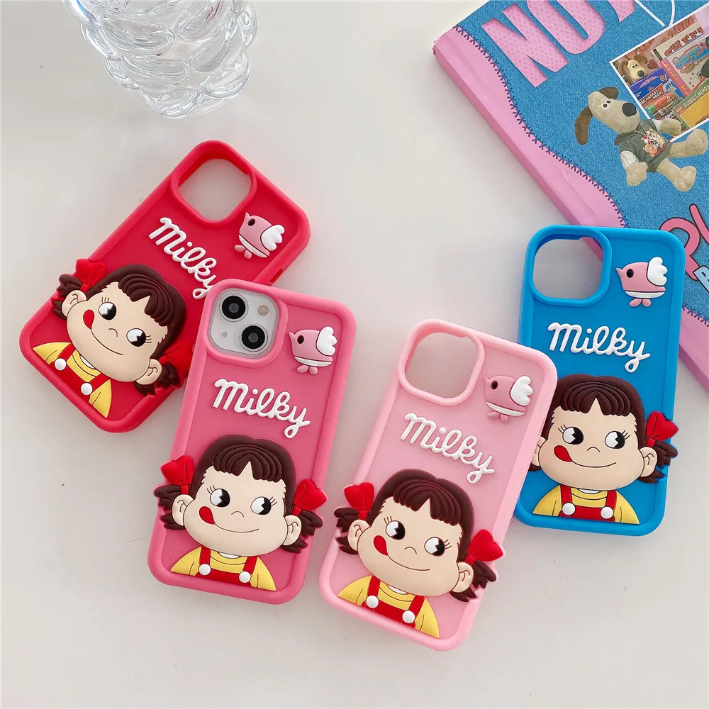 

Pink 3D Micky Little Girl Phone Case For iPhone 11 12 12ProMax For iPhone 13 14 Pro Max Soft Silicone tpu Rubber Protection Capa