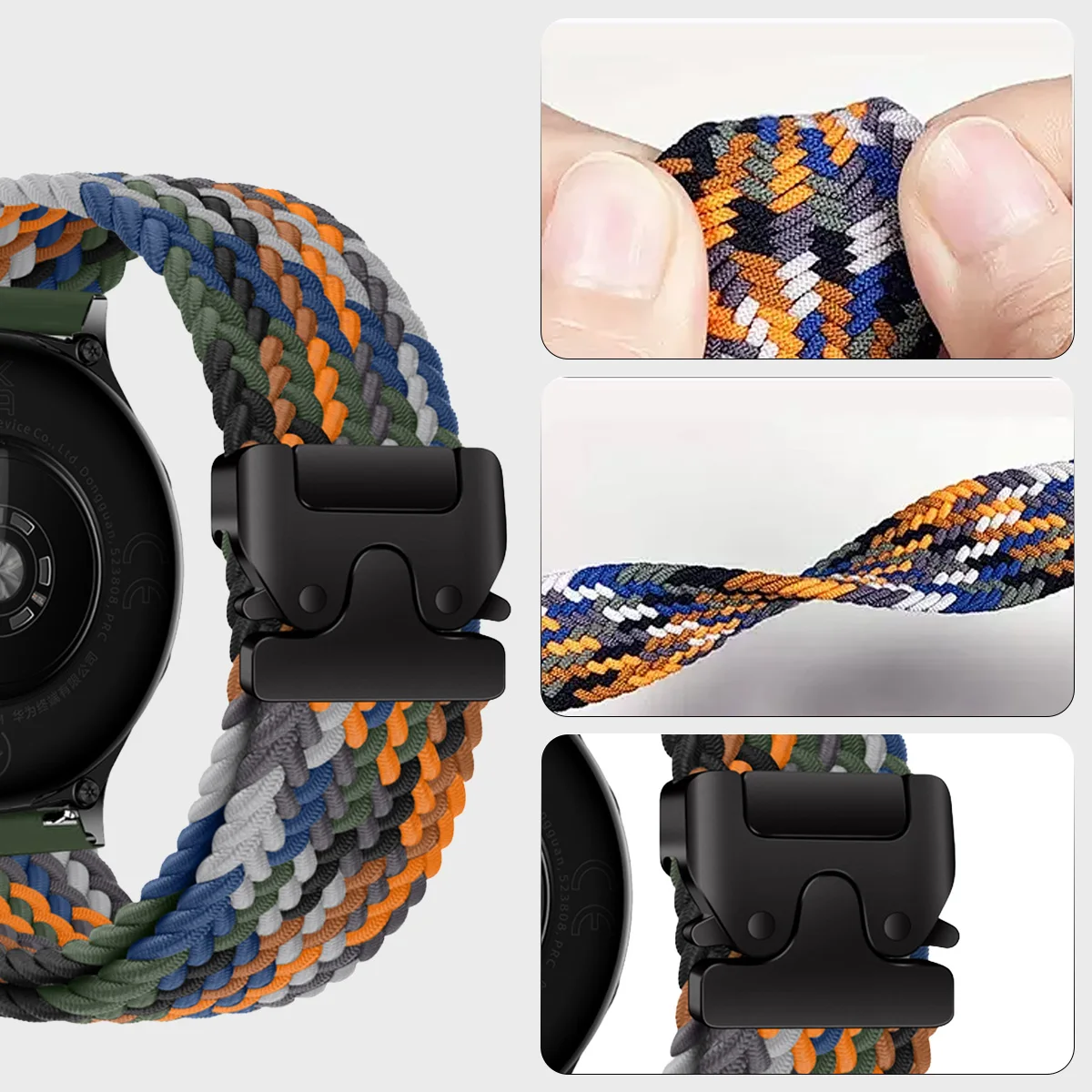 Фото Нейлоновый плетеный ремешок с застежкой-парашютной пряжкой для Amazfit T-Rex3 Pro 44 мм 48 мм, браслет для Balance 2-1/Helio/Active 2/Bip 6-5 №3