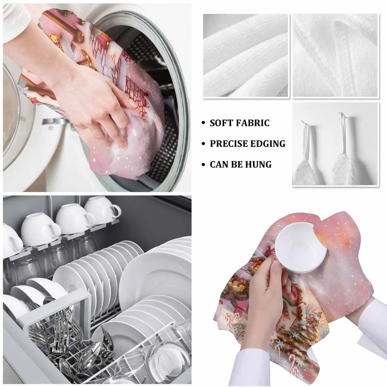 Рождественские конфеты Дом снег вид сельская местность печать чайное полотенце