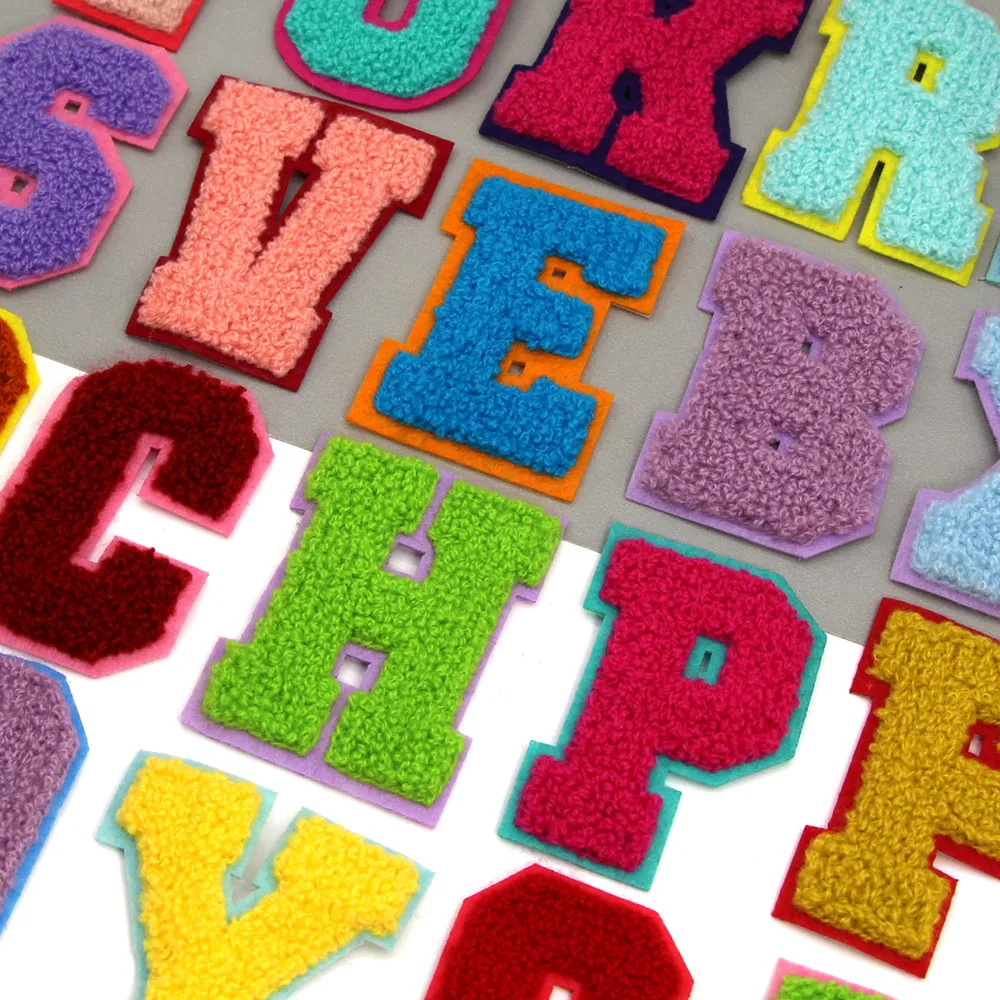 1 шт. нашивки с буквами синели смешанные цвета вышивка английским алфавитом для