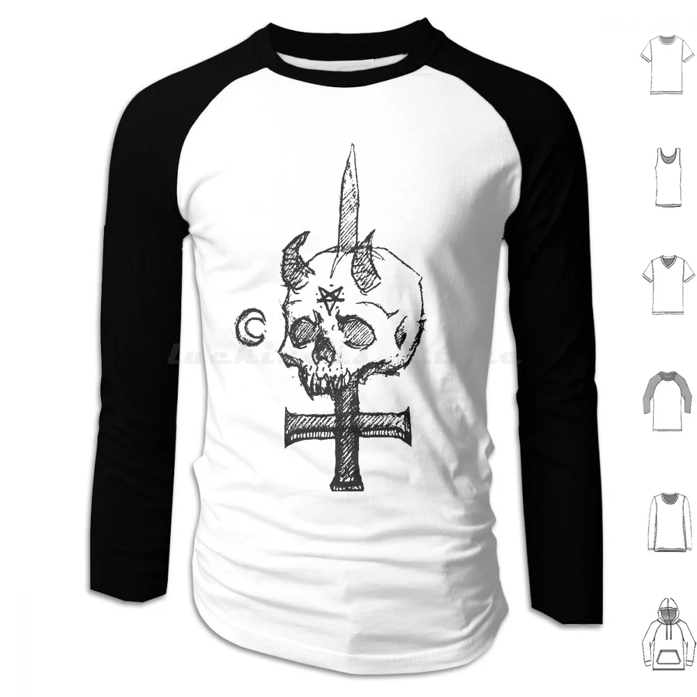 

Impaledskull Hoodies Long Sleeve Impaled Skull Gothic Goth Skate Punk Graphic Moon Occult Witch Magick Magic Devil