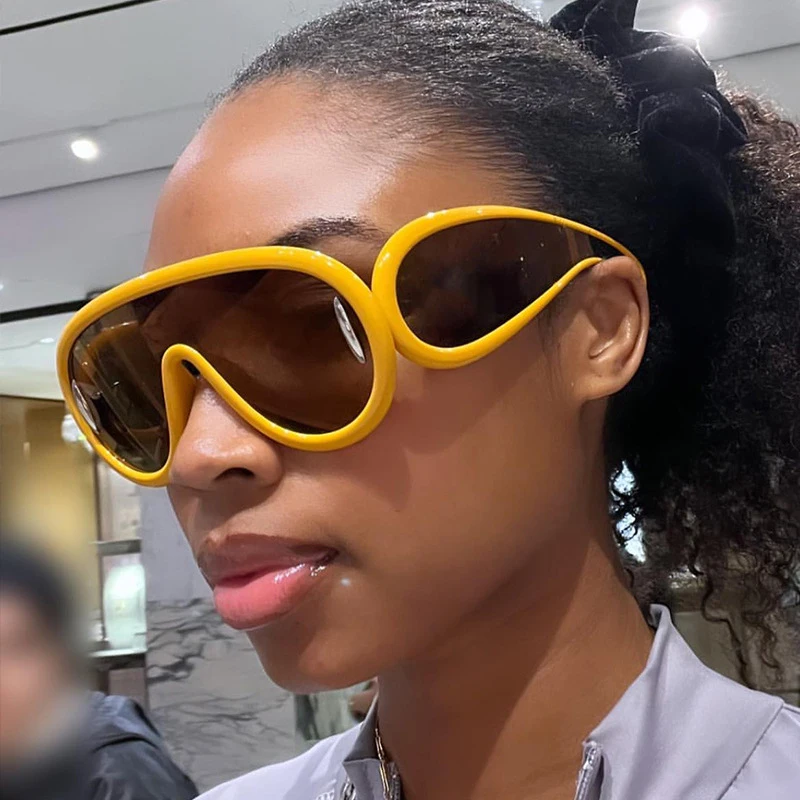 

Luxury Pilot Punk Sunglasses For Women Oversized One Piece Mirror Sun Glasses Men New Fashion Brand Shield Shades Eyewear