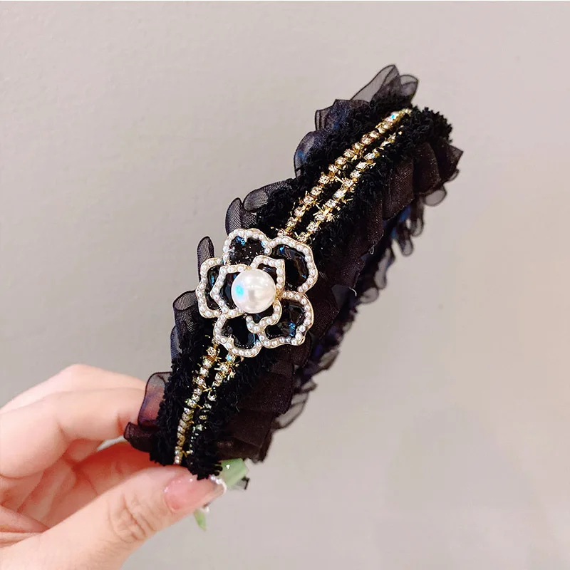 Жемчужная повязка на голову для женщин элитная осенне-зимняя цветочная