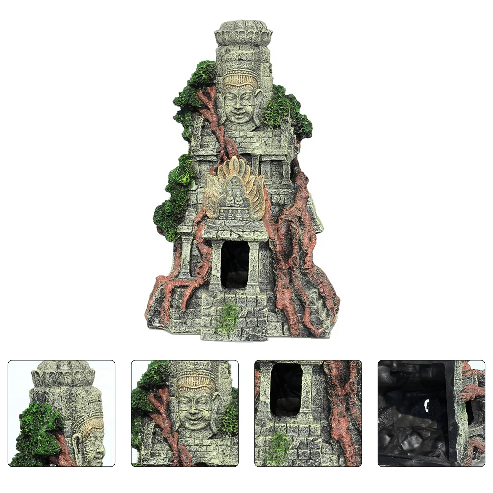 

Aquarium Fish Hideout Decoration Statue Tank Terrarium Reptile Hut Betta Cave Ornament