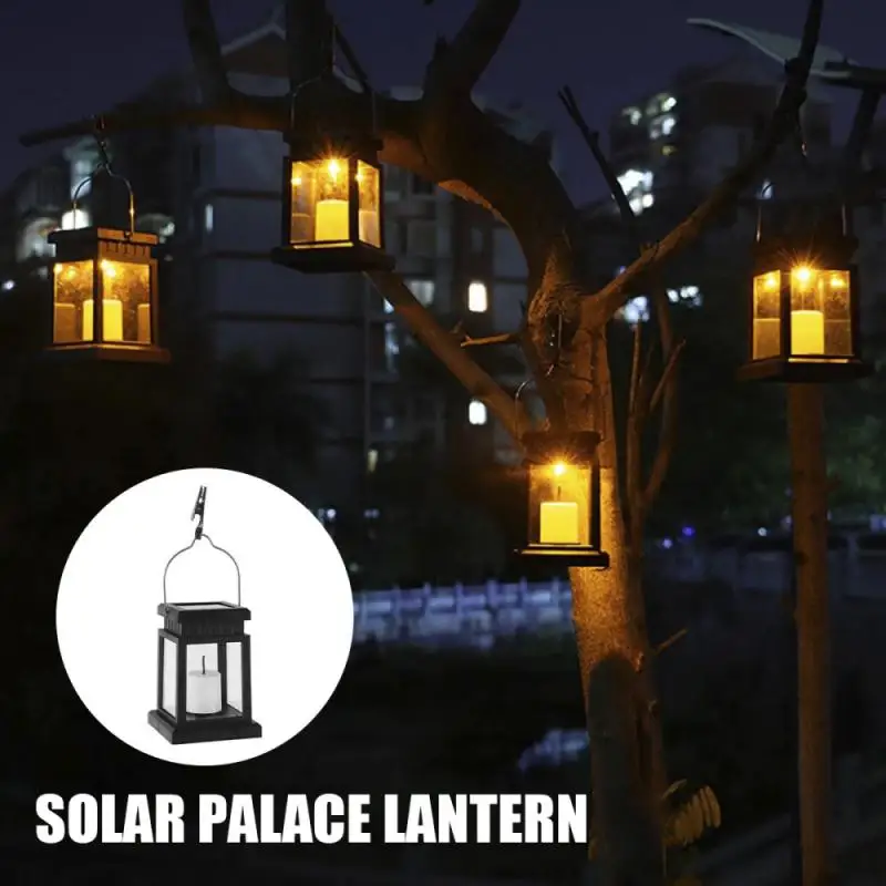 Solar Lights Candle Lamp Retro Palace Lantern Candlelight Flashing For Garden Yard Patio Villa Balcony Decor Outdoor Lighting