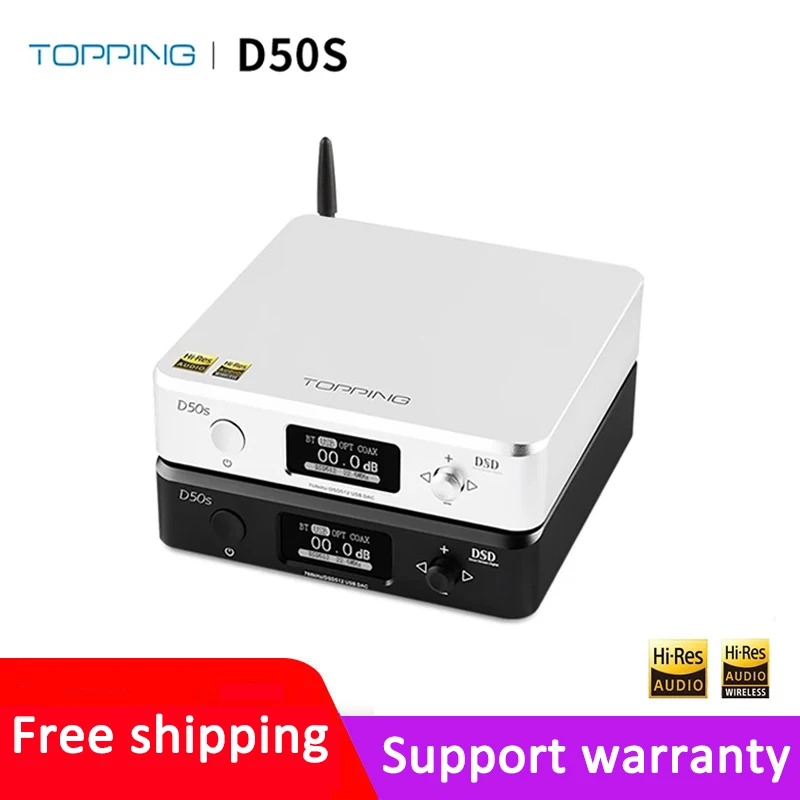 

TOPPING D50S USB DAC Dual ES9038Q2M Bluetooth 5.0 HiFi Audio Desktop Decoder Hi-res PCM 32bit/768k DSD512 LDAC/AAC/SBC/aptX