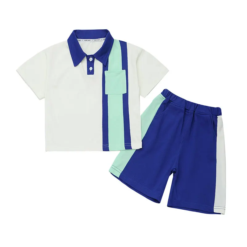 New Summer Kids Boy Cotton Polo T-shirt Shorts 2 Pieces Clothing Set For Children Baby Causal Outerwear Sports Suit Size 3 To 13