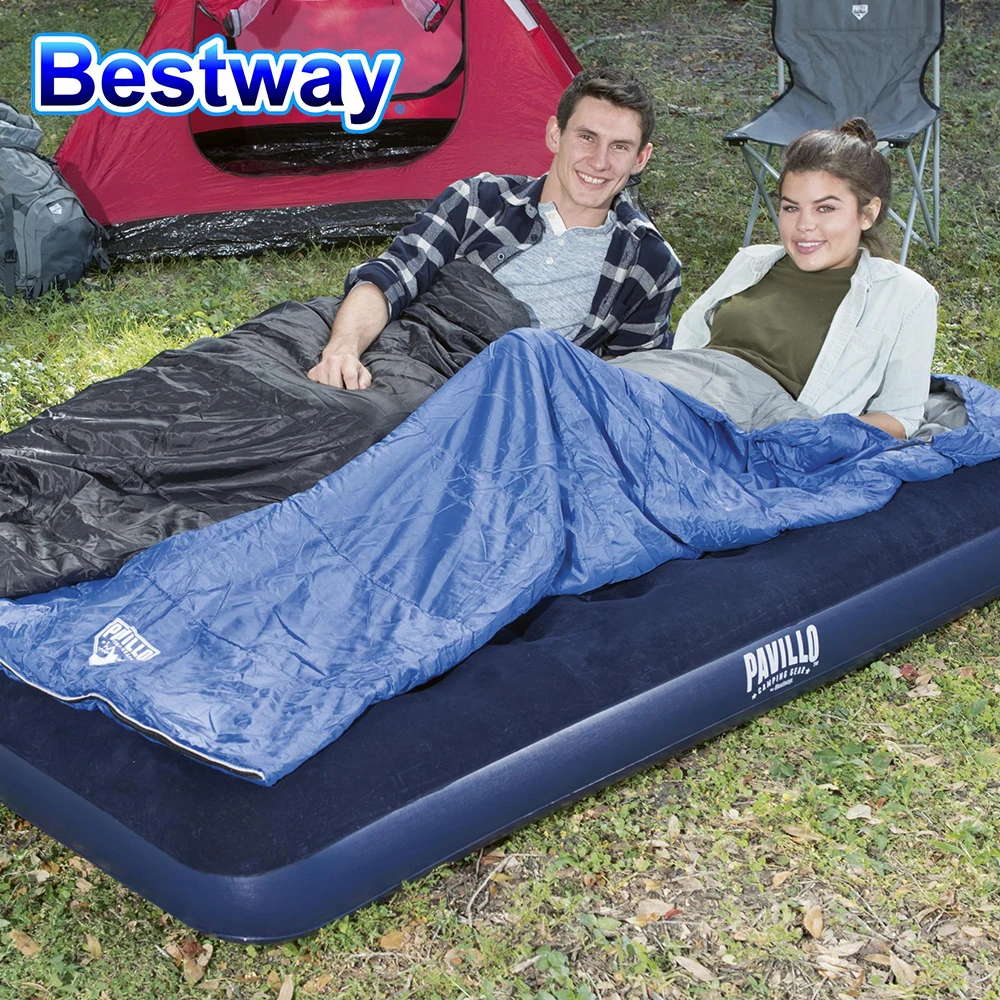 

Bestway 67002 Portable Inflatable Air Mattress Bed 75" X 54" X 8.75" Flocked Thickened Camping Pavillo AirMattress Full Airbed