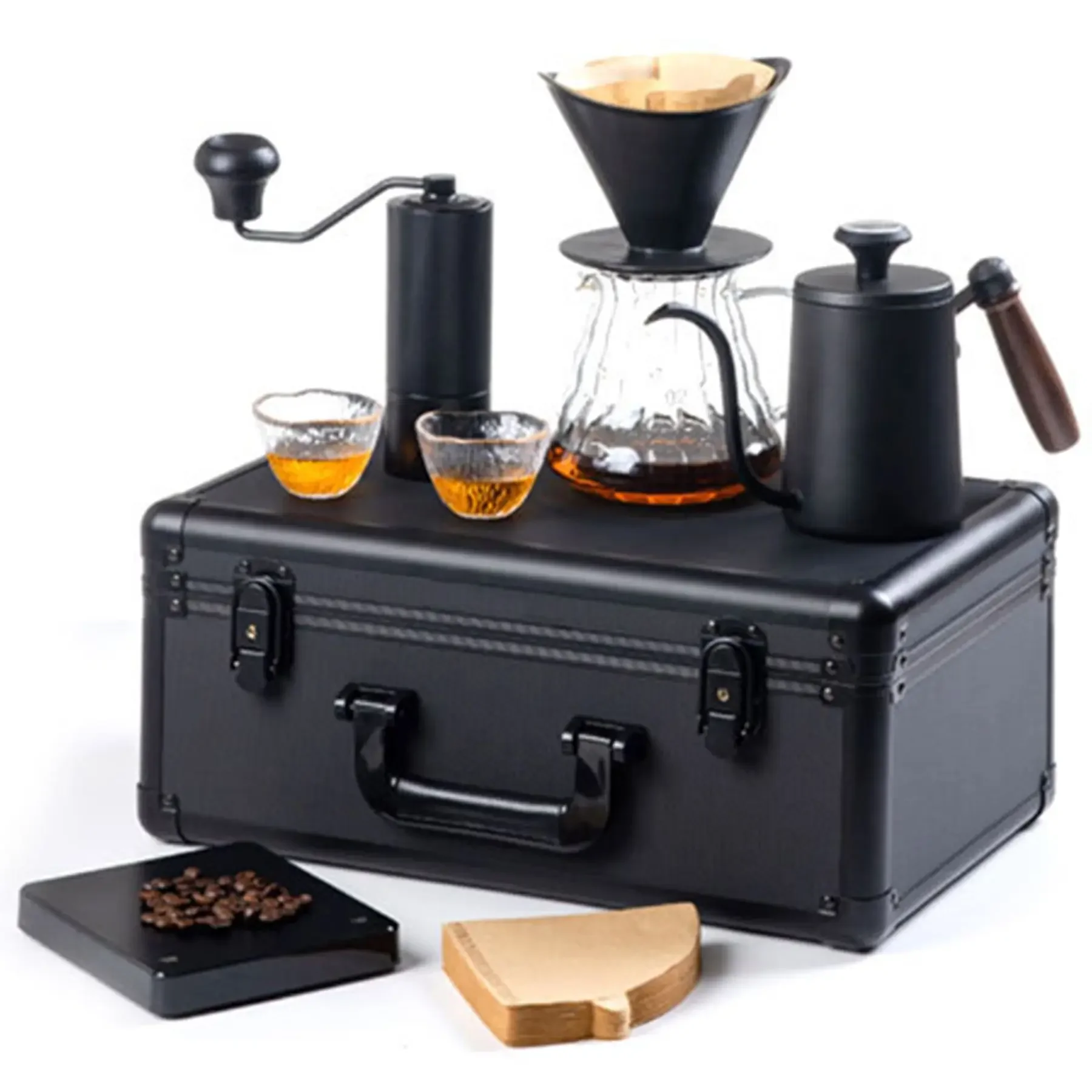 Ручной кофейный набор деревянная стойка для кемпинга ручные кофемолки посуда