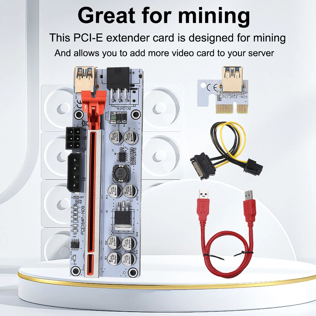 

Адаптер PCI-E 1x-16x со светодиодными индикаторами, 1 шт., Расширительная плата USB 3,0, высокоскоростной расширитель преобразователя PCI-Express