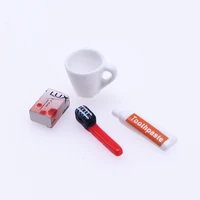 4pcs 112 dollhouse mini resin toiletries model accessories toothpaste toothbrush cup soap