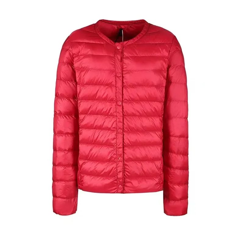 Winter Women Coat Ultralight Puffer 90% Down Jacket O-Neck Button Warm Padded Parka Coat Female Portable Overcoat Chaqueta Mujer