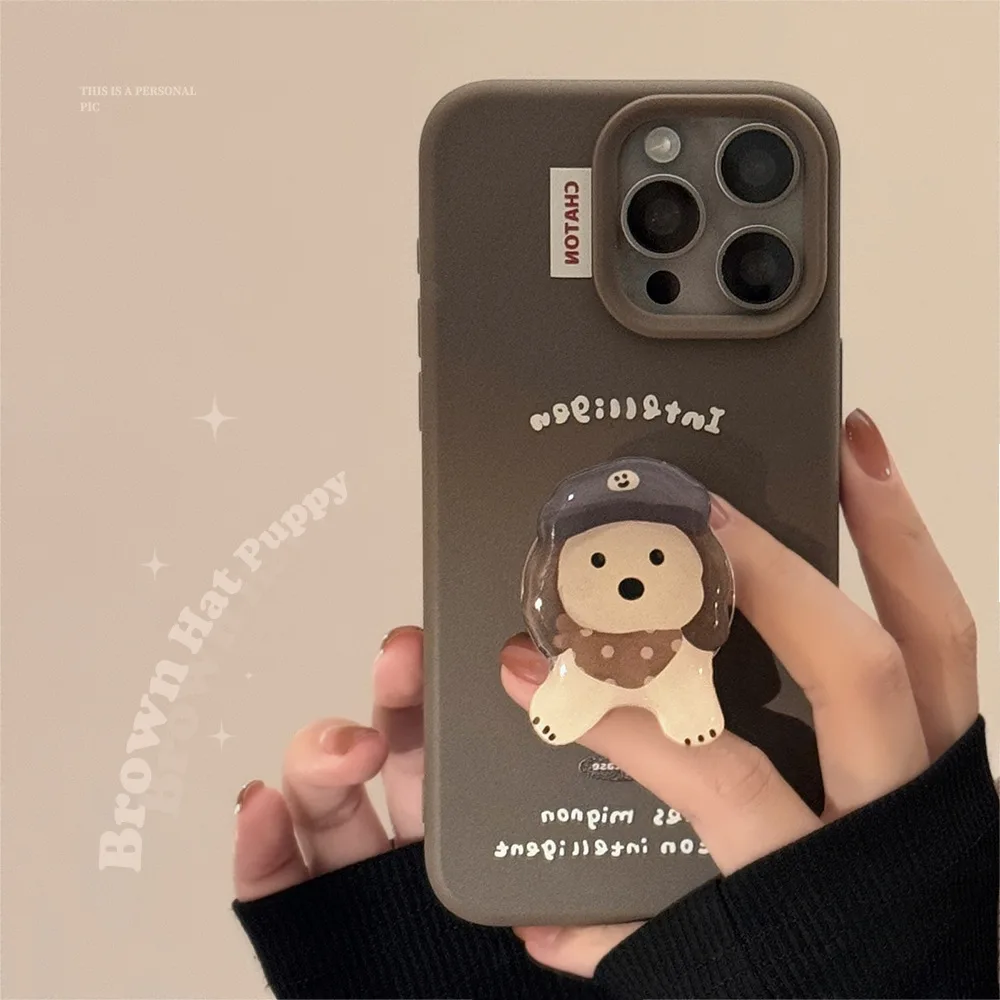 Ins мультяшный чехол для телефона с собакой кофе милый щенок задняя крышка iphone 15 16