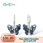 Женские серебряные серьги SANTUZZA, из серебра 925 пробы с голубыми бабочками, модные ювелирные украшения для вечерние