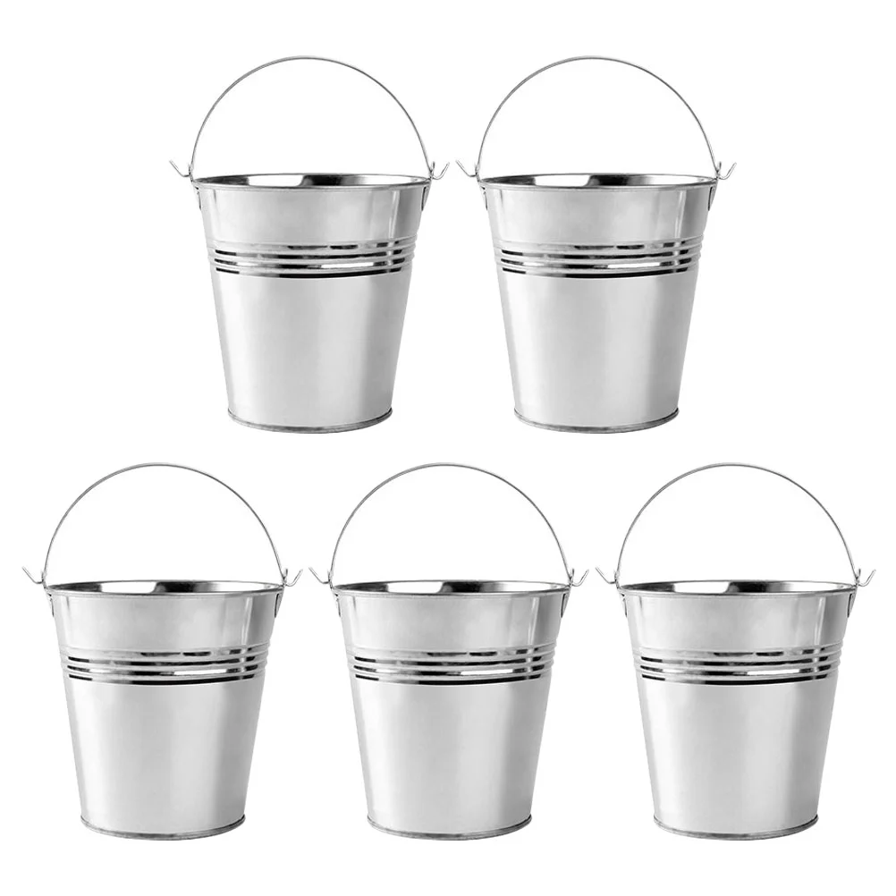 

5pcs Mini Tinplate Bucket French Fries Tin Pails Home Party Food Bucket Metal Buckets