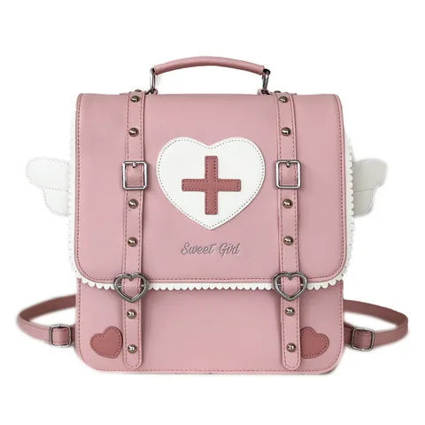 Японский рюкзак с крестом в форме сердца ангела JK, Униформа, сумка-мессенджер, 3 способа, милая детская школьная сумка с крыльями