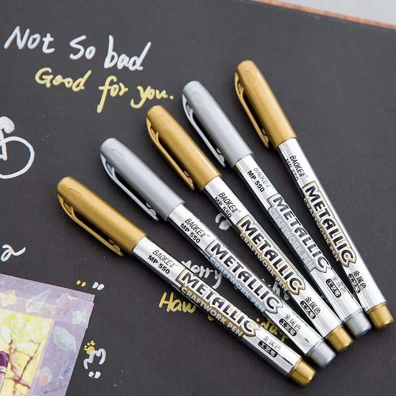 

Epoxy Resin Drawing Pen 2pcs/set of Golden Silver Hook Line Pen Marker Acrylic Paint Highlight Metal Permanent Marker