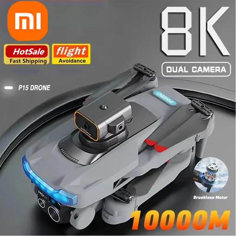 Фото Дрон Xiaomi P15 профессиональный, 10000 м, 8k, Gps, двойная камера №1