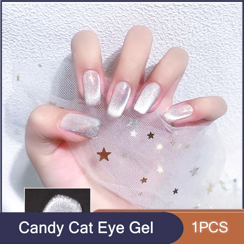 1 Bottle Candy Cat Eye Gel Nail Polish White 10ML Nail Gel Nail Art Vernis Semi Permanent Nails Glitter Effect Nail Polish