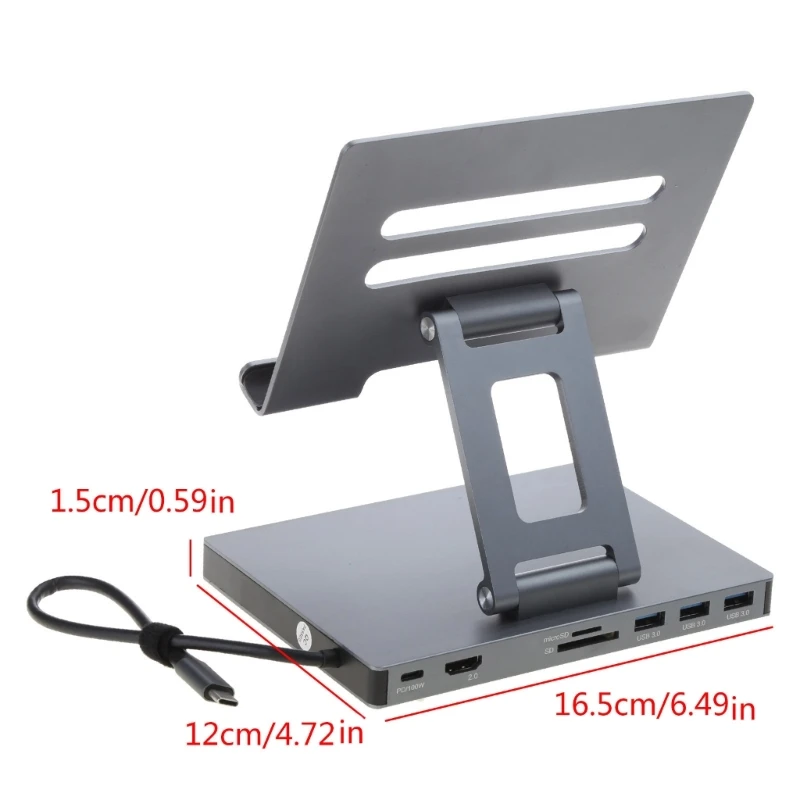 Док-станция типа C из алюминиевого сплава концентратор 9 в 1 USB3.0 передача данных 5